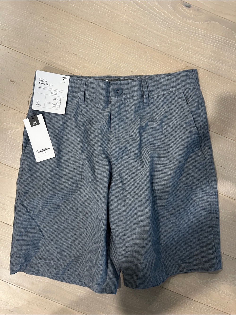 Goodfellow & Co Men’s Heathered Blue Flat Front Swim  Shorts